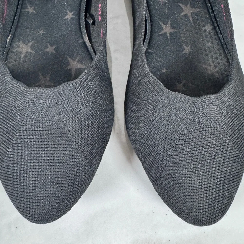 Skechers Black Knit Pointed‎ Toe Flats Air Cooled Memory Foam Insoles Slip On 7